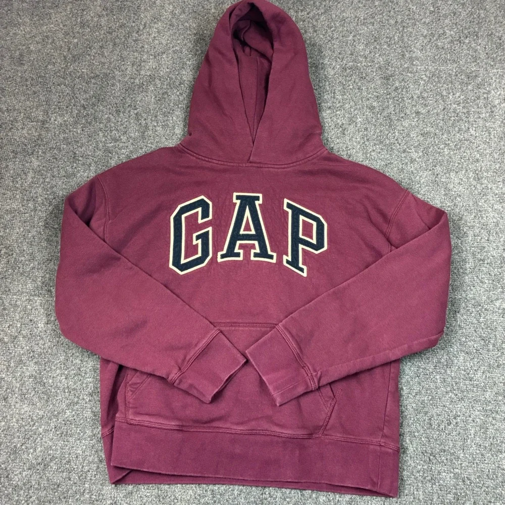 Gap Kids Burgundy Maroon Arch Logo Fleece Pullover Hoodie XXL 14-16 Husky